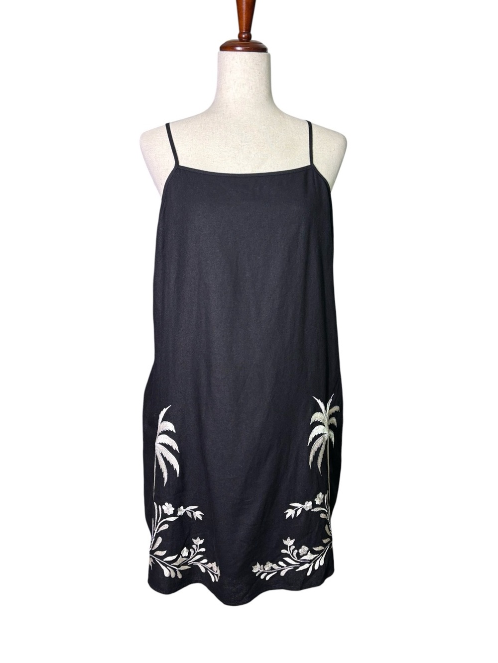 NWT Calypso St. Barth Linen Blend Embroidered Palm Tree Dress Large